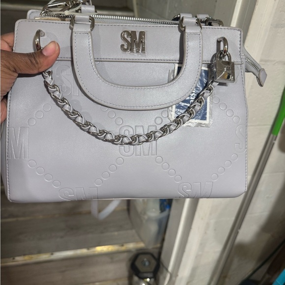 Steve Madden Gray Satchel with Chain Accent